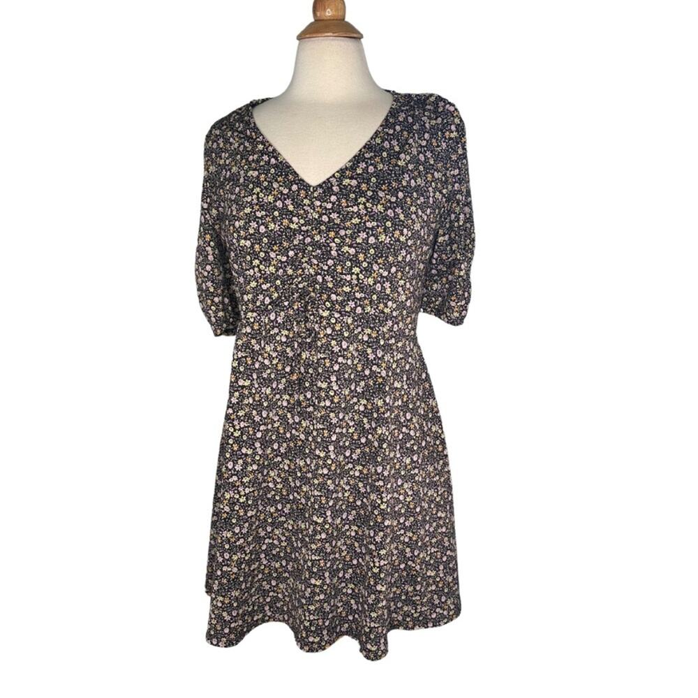 Lauren Conrad Ditsy Floral Mini Dress Flare Siniching Pastels TieUp Bow FFF2
